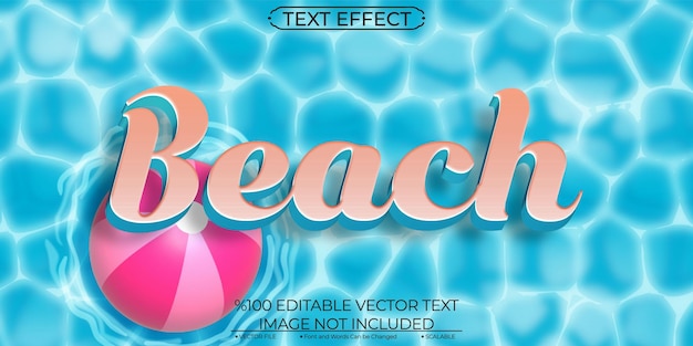 Efecto de texto escalable y editable en la playa