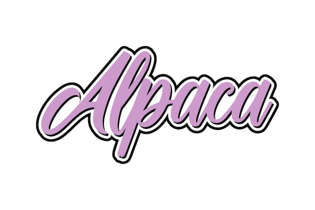 Efecto de texto escrito a mano de alpaca palabra alpaca para diseño de impresión, camisetas, pancartas, etc.