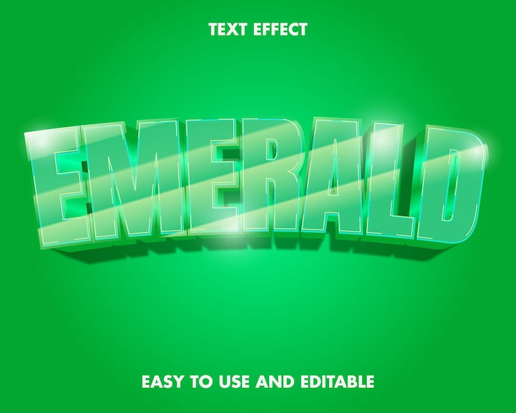 Vector efecto de texto esmeralda. estilo de fuente editable.