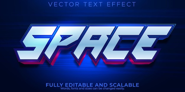 Efecto de texto espacial, juego editable y estilo de texto cibernético