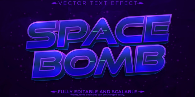 Efecto de texto espacial juegos editables y estilo de texto cibernético