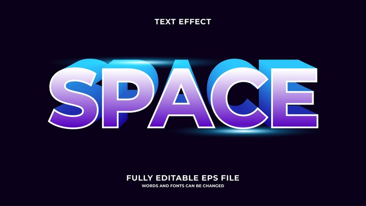 Vector efecto de texto espacial, texto editable