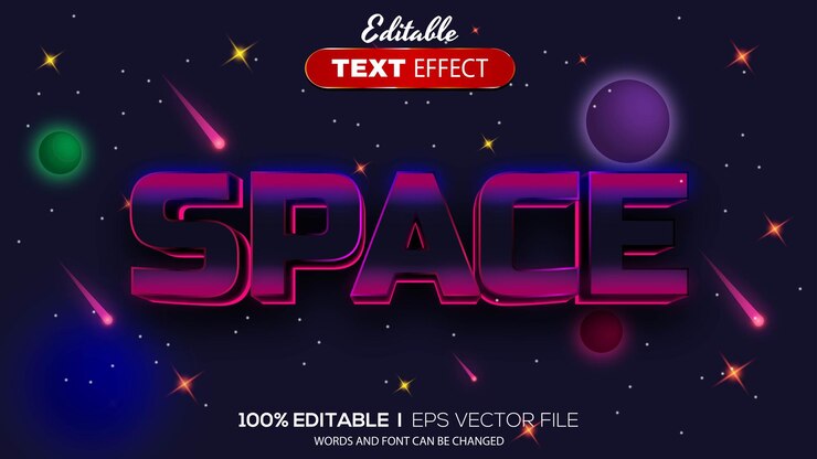 Vector efecto de texto de espacio 3d efecto de texto editable
