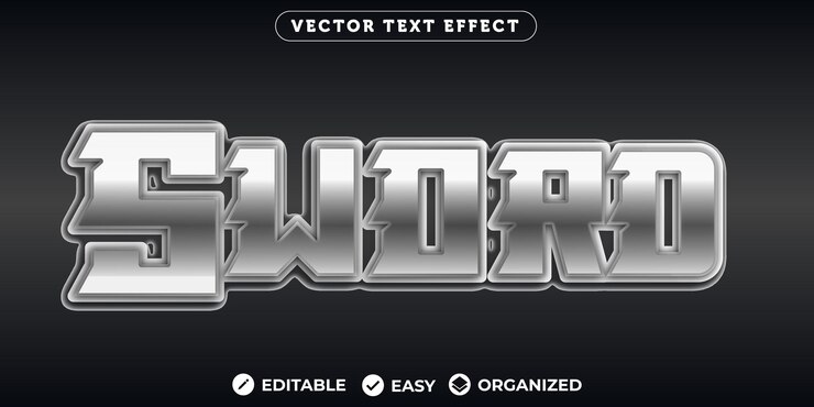 Vector efecto de texto de espadaefecto de texto de fuente totalmente editable