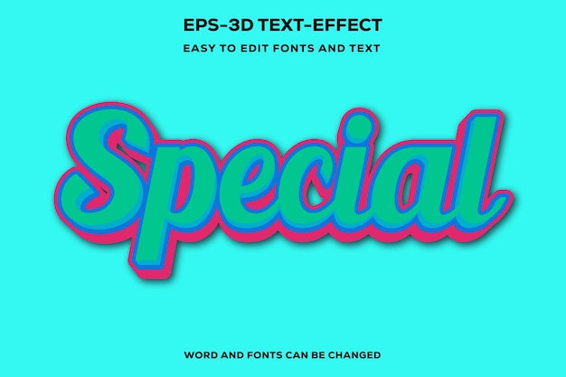 Vector efecto de texto especial en 3d