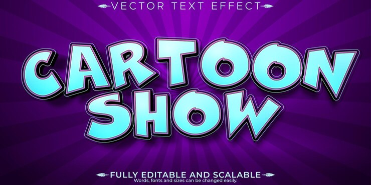 Vector efecto de texto de espectáculo de dibujos animados estilo de texto divertido y cómico editable
