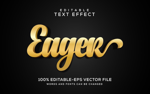 Vector efecto de texto de estilo 3d ansioso