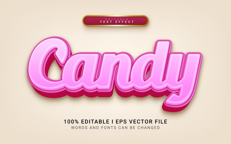 Vector efecto de texto de estilo 3d de caramelo