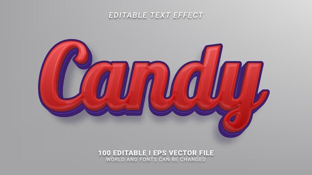 Efecto de texto de estilo 3d de caramelo