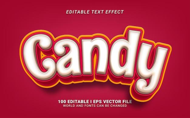 Efecto de texto de estilo 3d de caramelo