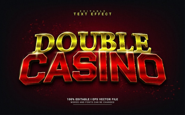 Vector efecto de texto de estilo 3d de casino doble