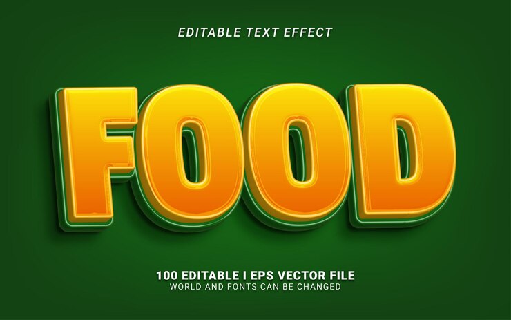 Vector efecto de texto de estilo 3d de comida