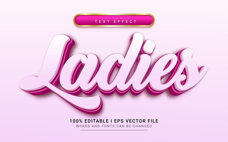 Vector efecto de texto de estilo 3d para damas