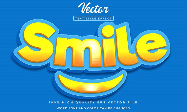 Vector efecto de texto de estilo 3d editable de texto de sonrisa vectorial