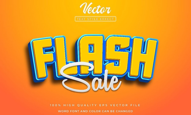 Efecto de texto de estilo 3d editable de texto de venta flash de vector