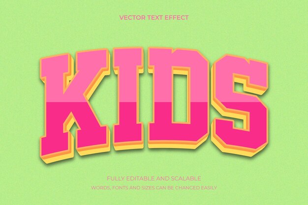 Efecto de texto de estilo 3D editable por vectores para niños
