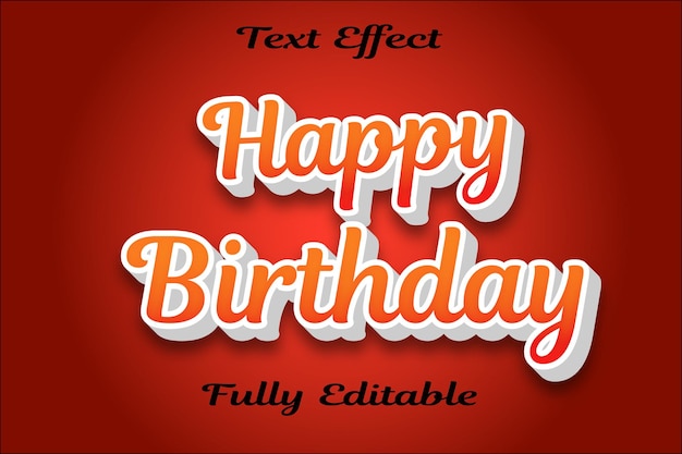 Efecto de texto de estilo 3d de feliz cumpleaños