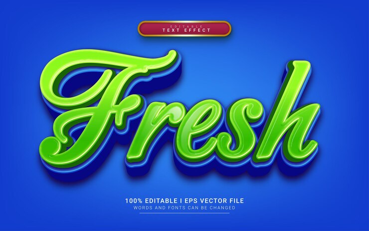 Vector efecto de texto de estilo 3d fresco