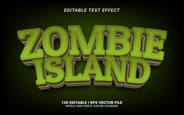 efecto de texto estilo 3d de isla zombie