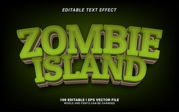 Efecto de texto estilo 3d de isla zombie