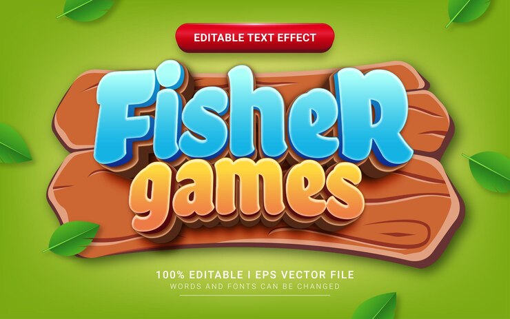 Vector efecto de texto de estilo 3d de juegos de fisher