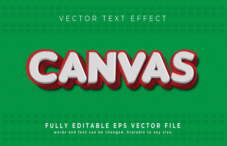 efecto de texto de estilo 3d de lienzo