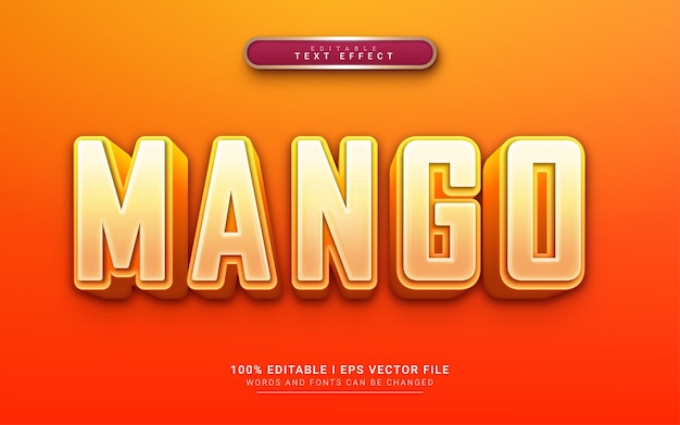 Efecto de texto de estilo 3d de mango