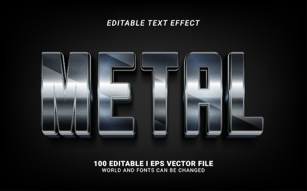 Vector efecto de texto de estilo 3d de metal