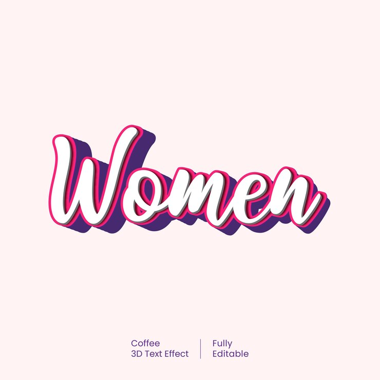 Vector efecto de texto de estilo 3d de mujer, con texto editable