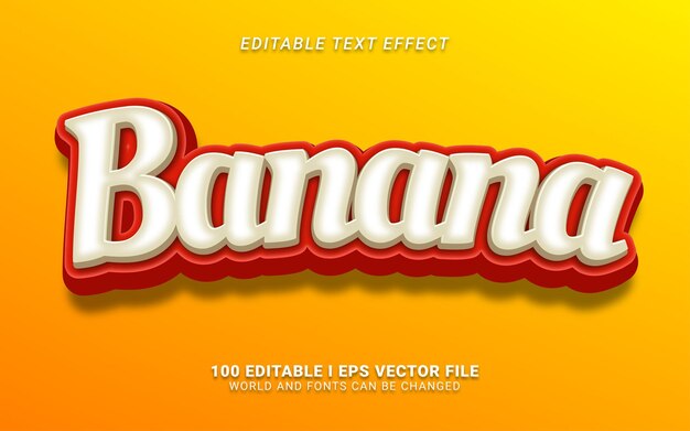 Efecto de texto de estilo 3d de plátano