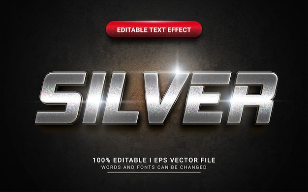 Efecto de texto de estilo 3d plateado