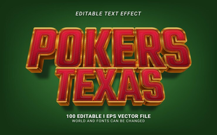 Vector efecto de texto de estilo 3d de pokers texas