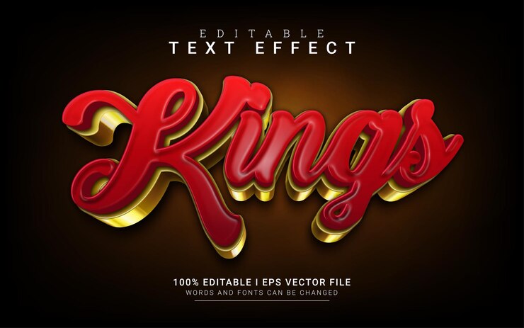 Vector efecto de texto de estilo 3d de reyes