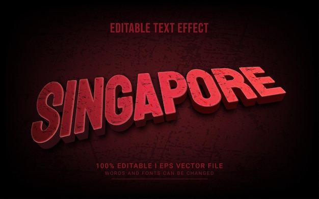 Efecto de texto de estilo 3d de singapur