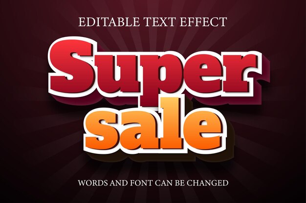 Efecto de texto de estilo 3d de super venta