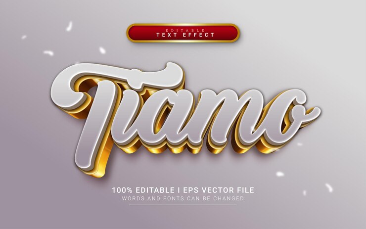 Vector efecto de texto de estilo 3d tiamo