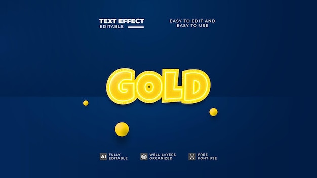 Vector efecto de texto estilo brillo dorado editable