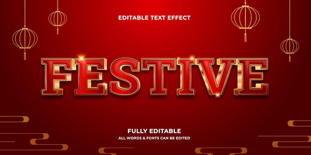 Efecto de texto de estilo chino festivo