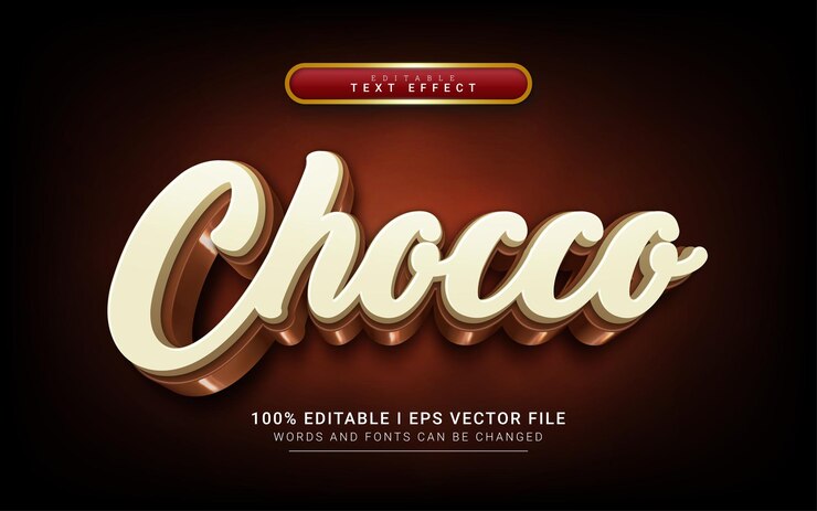 Vector efecto de texto de estilo chocco 3d
