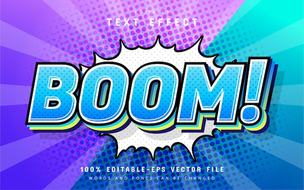 Vector efecto de texto de estilo cómic boom