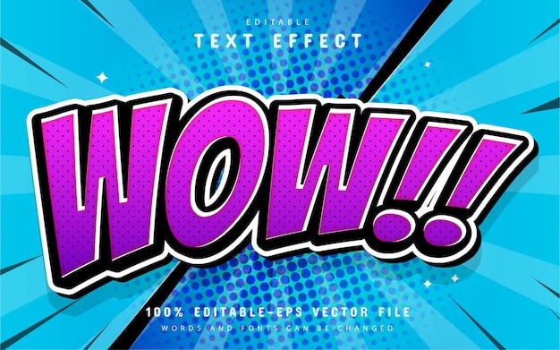 Vector efecto de texto de estilo cómic wow