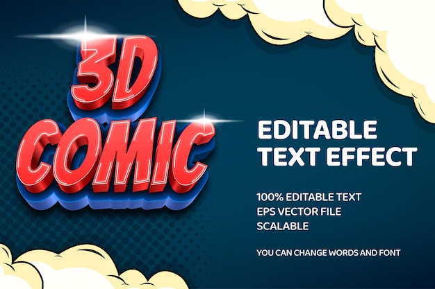 efecto de texto de estilo cómico 3d