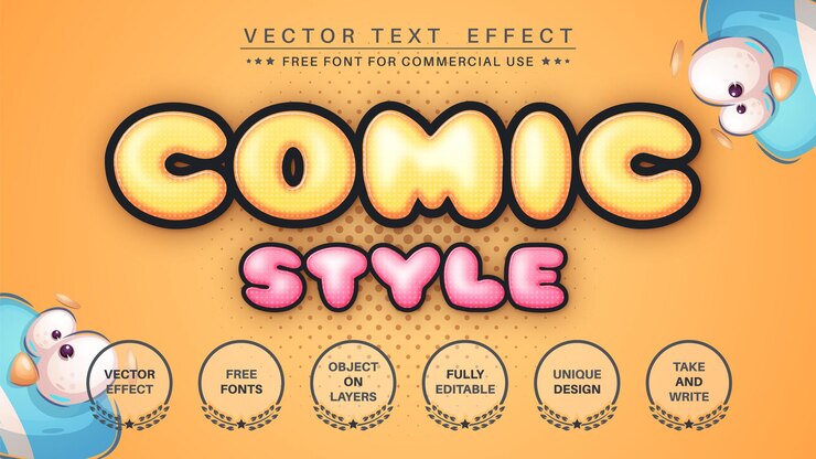 Vector efecto de texto de estilo cómico