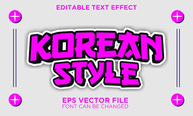 Efecto de texto de estilo coreano vectorial moderno