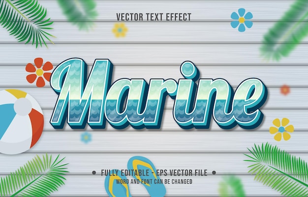 Efecto de texto estilo degradado marino con fondo de tema de temporada de verano