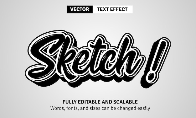 Vector efecto de texto con estilo dibujado a mano