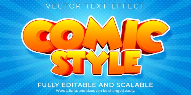 Efecto de texto de estilo de dibujos animados, cómic editable y estilo de texto divertido
