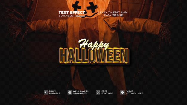 Efecto de texto de estilo feliz halloween editable