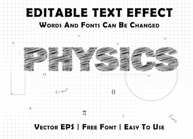 Vector efecto de texto de estilo físico con texto editable.