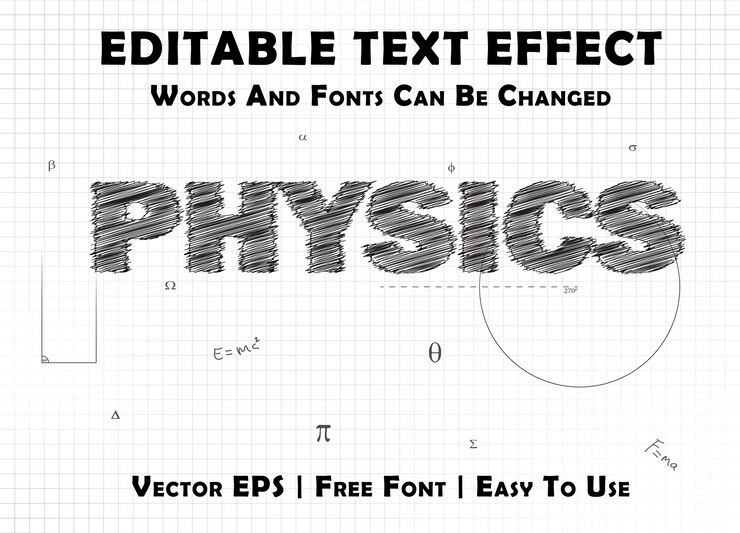 Vector efecto de texto de estilo físico con texto editable.